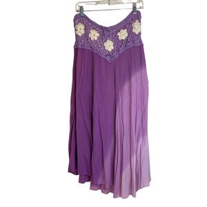 Gypsy Rose BoHo Shades of Purple Maxi Skirt Crochet Details Sz M see measurement
